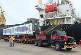 CEA purple line transportation project - first train carriage leaves port
