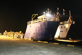 LCT barge docking at Posco-Daewoo Jetty - CEA Project Logistics Myanmar Power Plant demobilisation