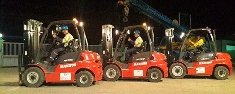 CEA Project Logistics myanmar forklift fleet on display