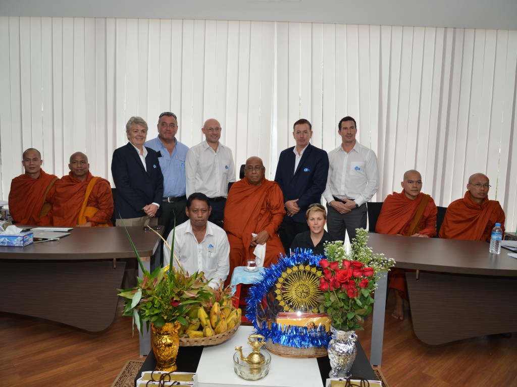CEA Project Logistics Myanmar office Monks Blessing staff and monks photo