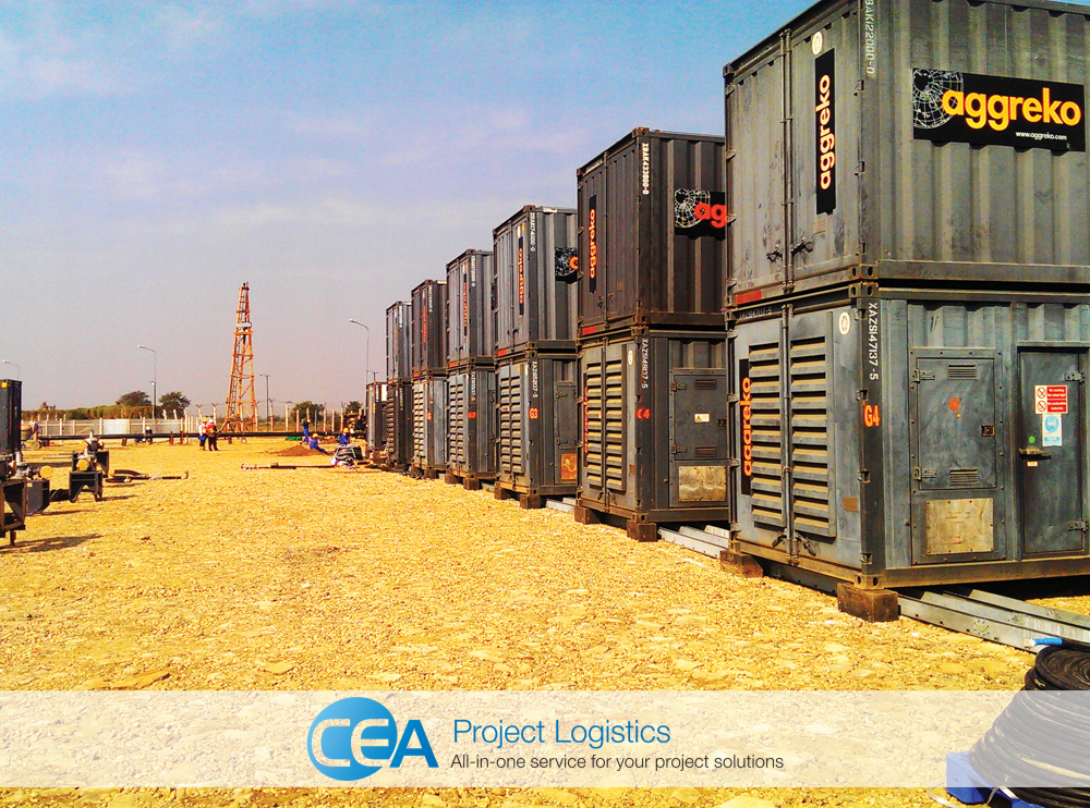 Aggreko power units stacked in line CEA Myanmar