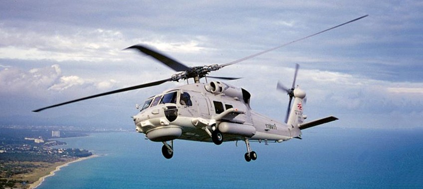 Thai navy seahawk helicopter in flight