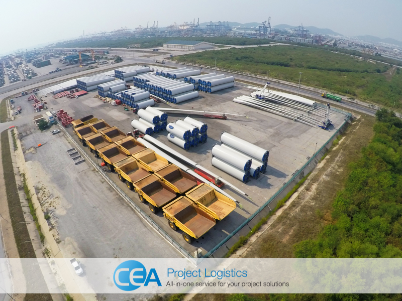 Aerial shot of Komatsu Truck in Storage at CEA Project Logistics Free Trade Zone