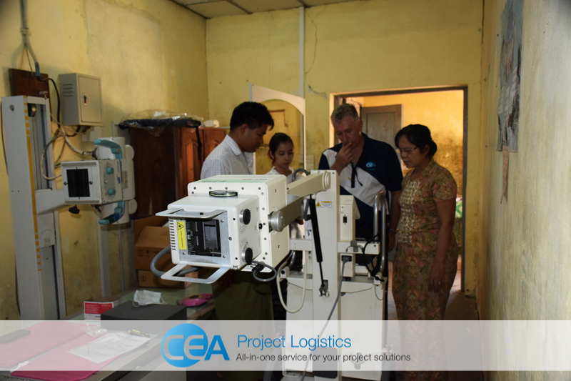 X-ray machine assembled and ready for use CEA Project Logistics Myanmar