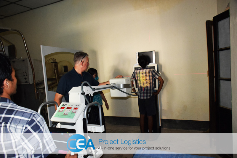 X-ray machine assembled and ready for use CEA Project Logistics Myanmar