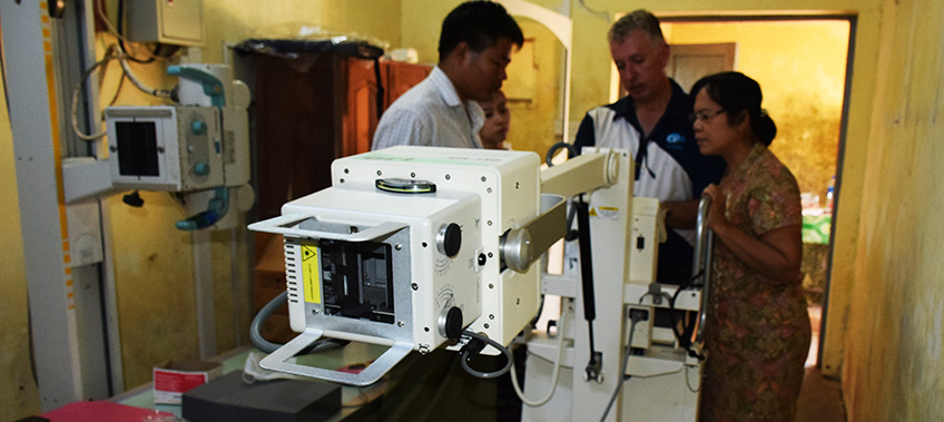 x-ray machine being assembled Bottle blower inside factory CEA Project Logistics Myanmar