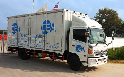 CEA Hino 500 truck leaves the yard - CEA Project Logistics Songkhla