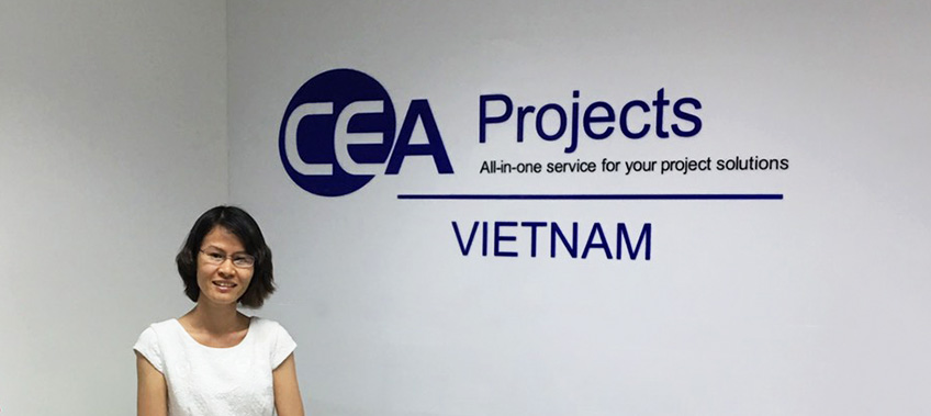 CEA Projects Vietnam Staff stand in the new reception area