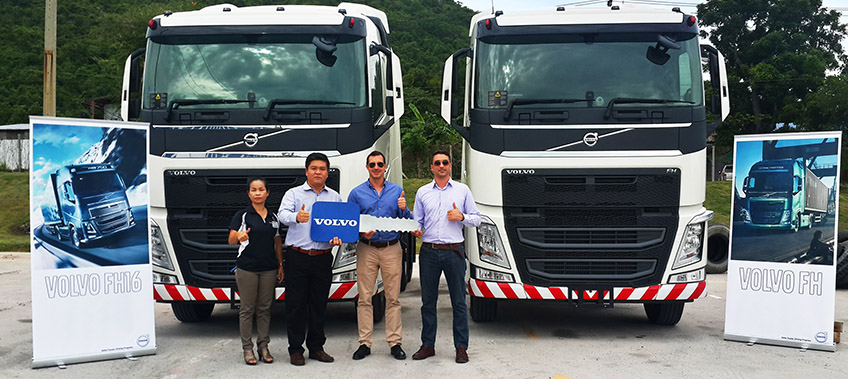 Andy Hall receives new volvo trucks in Laem Chabang - CEA Project Logistics Myanmar