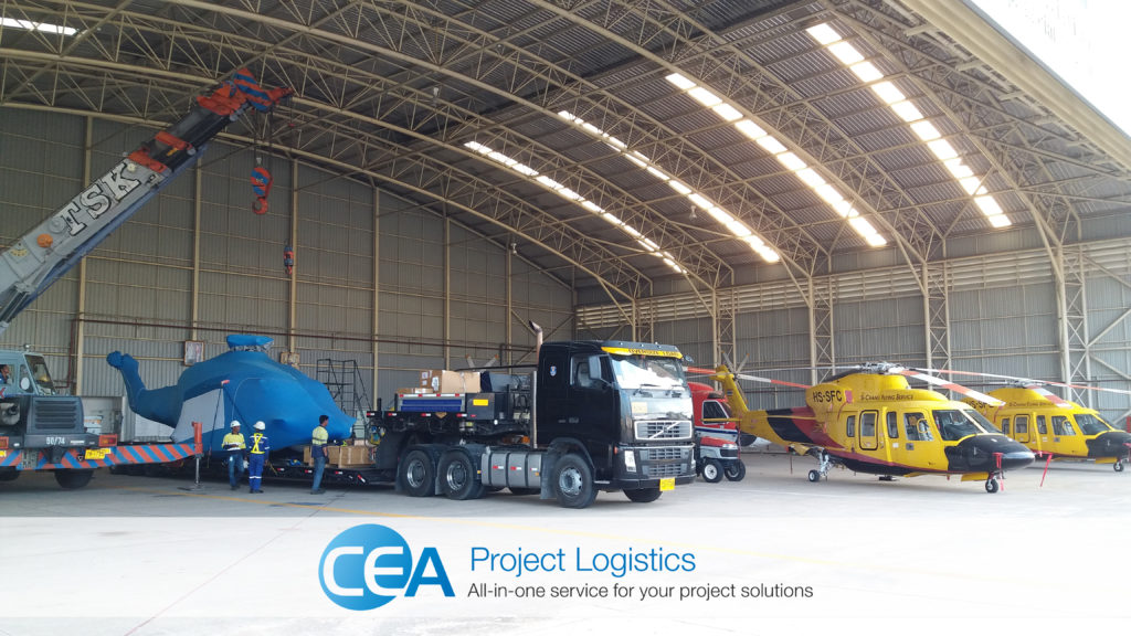 convoy arriving at utapao naval base - CEA project Logistics Specialised transport -